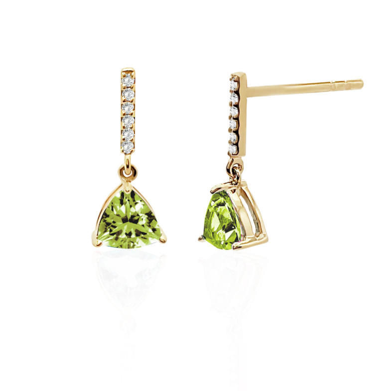 Orecchini peridoti e diamanti Trillon - Orecchini in pietra verde