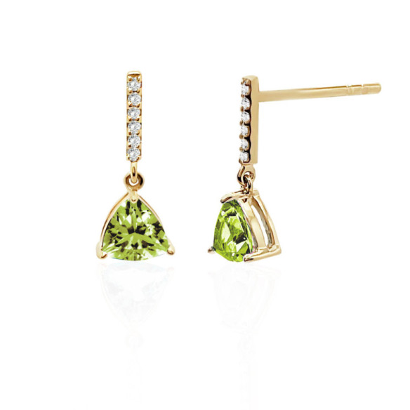 Pendientes Peridoto Y Diamantes Trillon - Pendientes de Piedras Verde