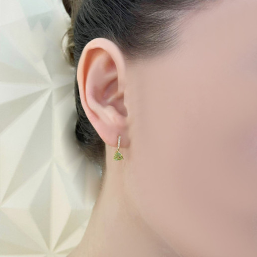 Pendientes Peridoto Y Diamantes Trillon - Boucles d'oreilles en pierre verte 2