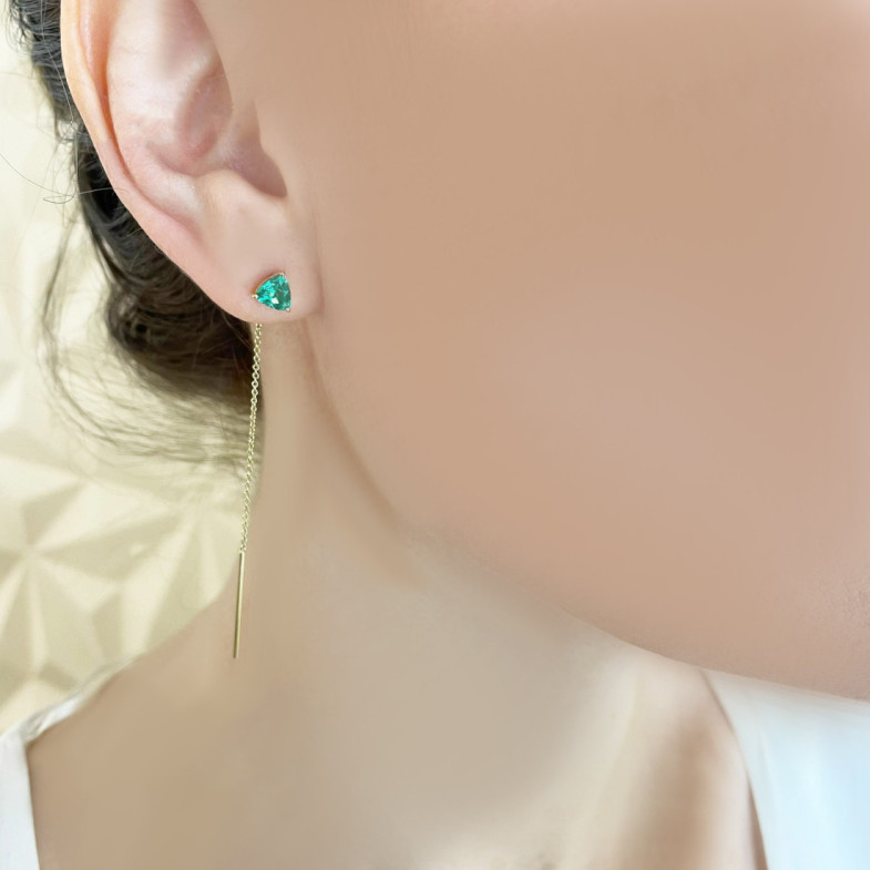 Green Quartz Earrings TRILLON - Colored Gemstone Earrings