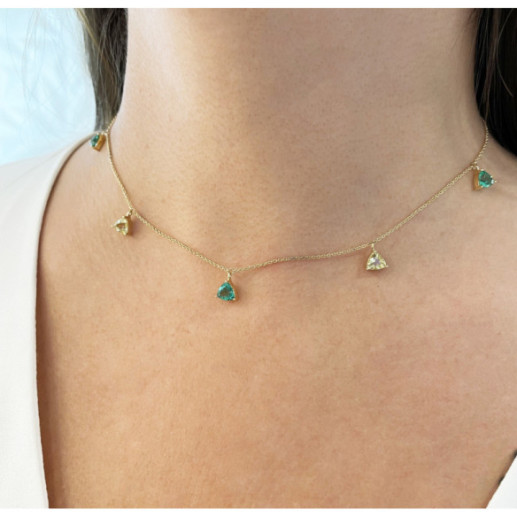 Collar Colgantes Piedras Cuarzo Verde Y Cuarzo Limón Trillon - Colliers en pierre verte