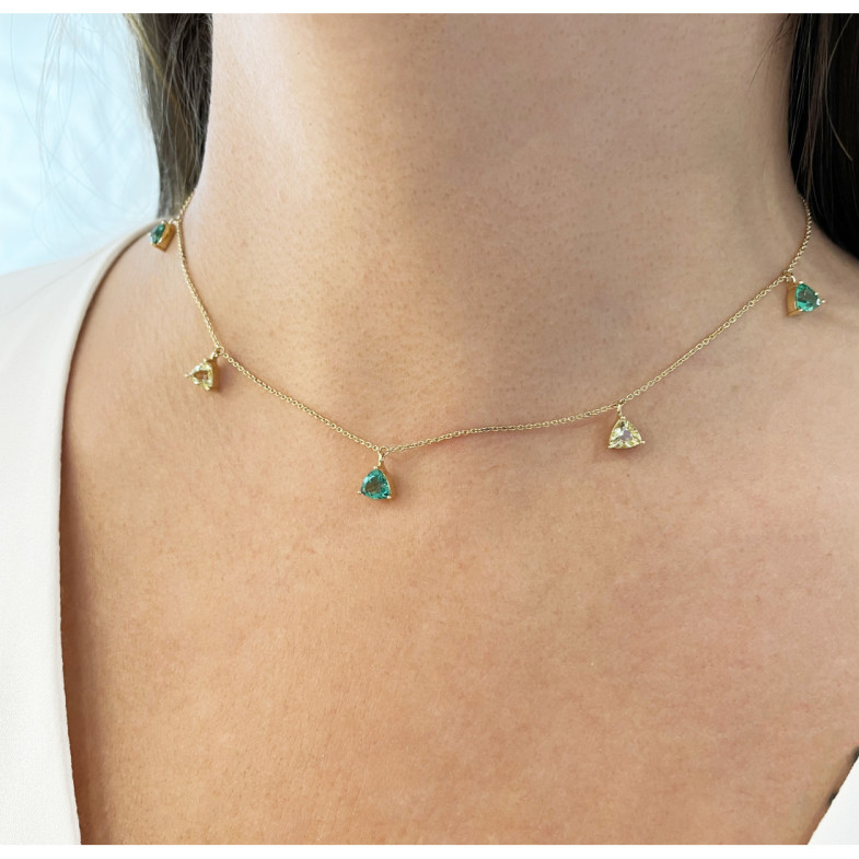 Collar Colgantes Piedras Cuarzo Verde Y Cuarzo Limón Trillon - Colliers en pierre verte