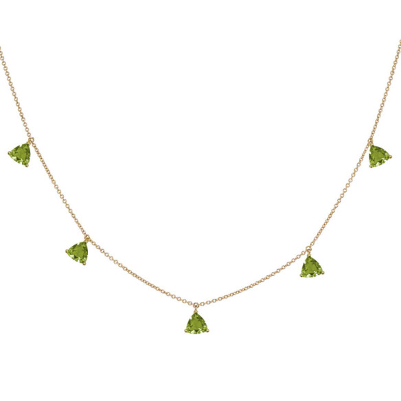 Collar Colgantes Piedras Peridoto Verde Trillon - Collares de Piedras Verdes
