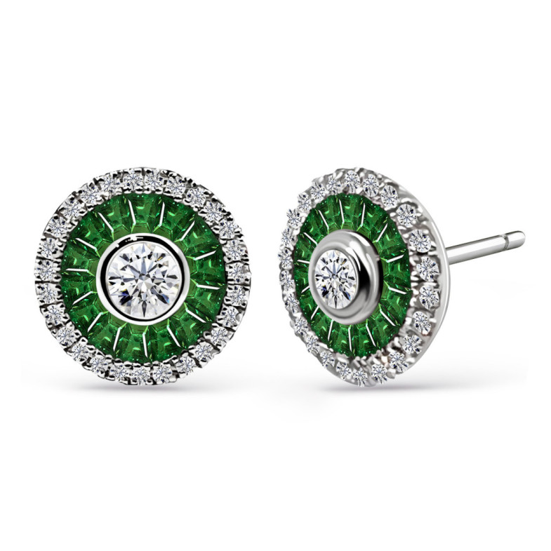 Pendientes Ojo De Perdiz Granate Verde - Boucles d'oreilles en pierre verte