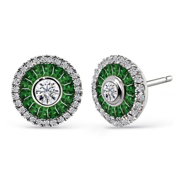 Pendientes Ojo De Perdiz Granate Verde - Pendientes de Piedras Verde