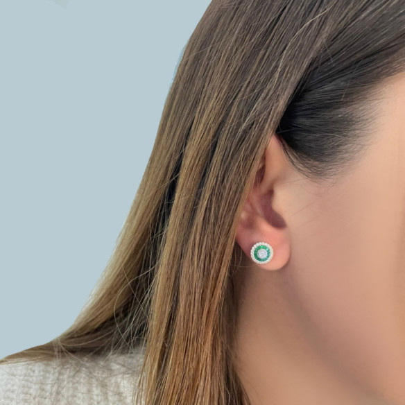 Pendientes Ojo De Perdiz Granate Verde - Pendientes de Piedras Verde