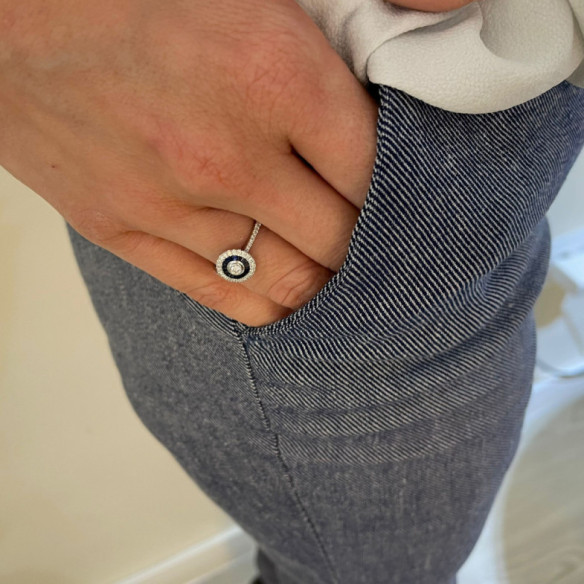 Anillo Ojo De Perdiz Zafiro - diseños vintage