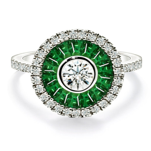 Anillo Ojo De Perdiz 0.75 Granate Verde - diseños vintage