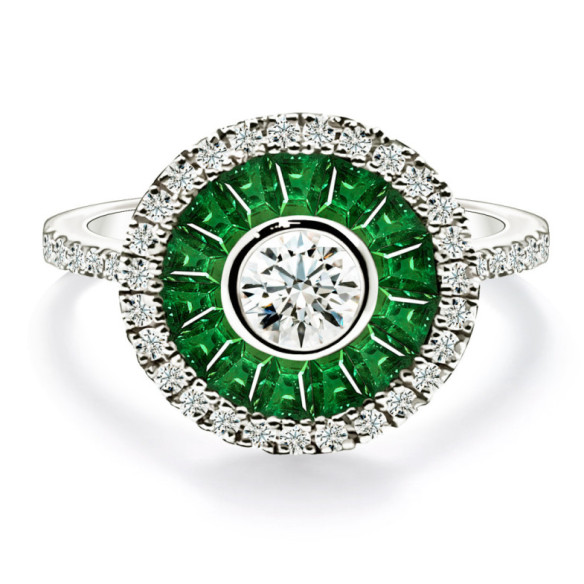 Anillo Ojo De Perdiz 0.75 Granate Verde - diseños vintage