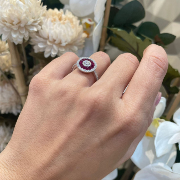 Anillo Ojo De Perdiz Rubi 0.75 - desenhos vintage