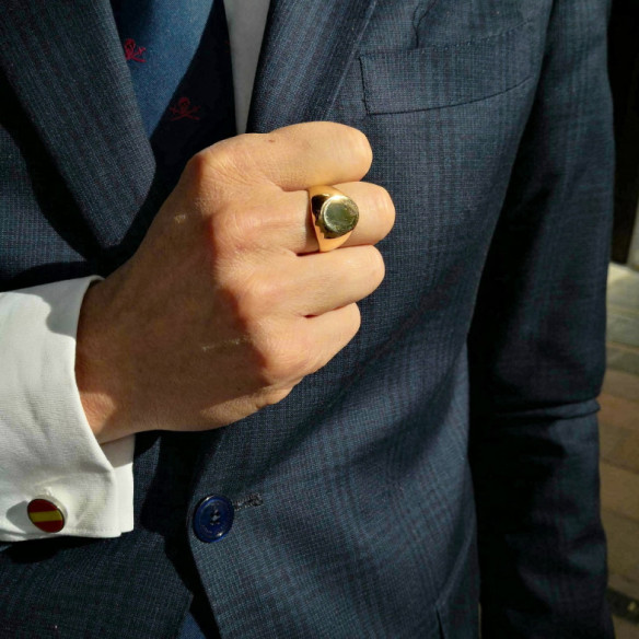 Timbro d'oro ovale classico - Man anelli francobolli