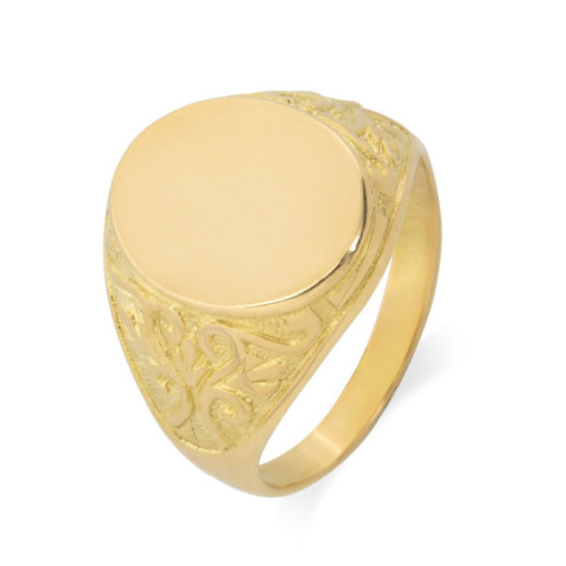 Braccio ovale inciso con sigillo in oro - Man anelli francobolli