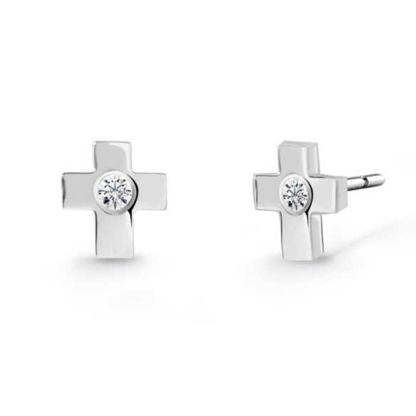 Pendientes Diamantes Dormilonas Cruz - Pendientes de bebe