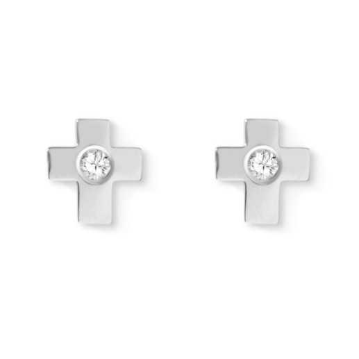Pendientes Diamantes Dormilonas Cruz - Pendientes de bebe 2