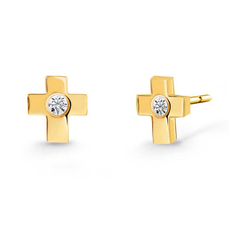 Pendientes Diamantes Dormilonas Cruz - Pendientes de bebe
