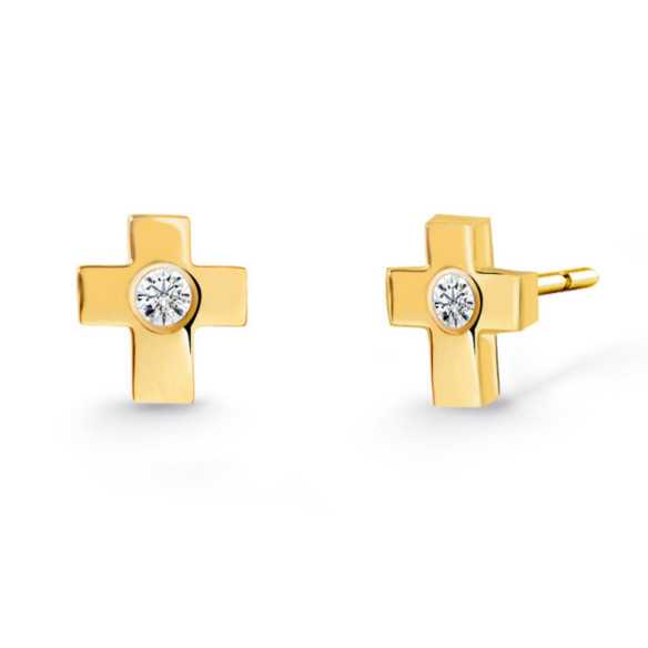 Pendientes Diamantes Dormilonas Cruz - Pendientes de bebe