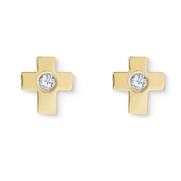 Pendientes Diamantes Dormilonas Cruz - Pendientes de bebe