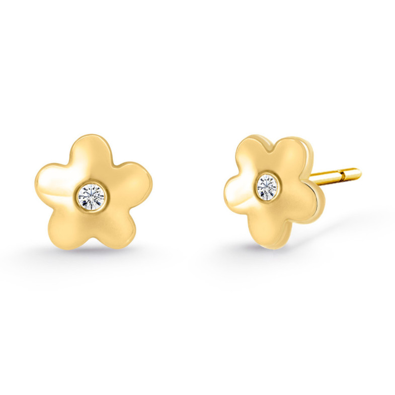 Verschlafene Blumen-Diamant-Ohrringe - Babyohrringe