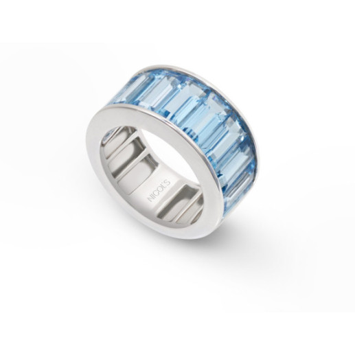 Blue Topaz Ring FLÚOR - Diamond Wedding Band
