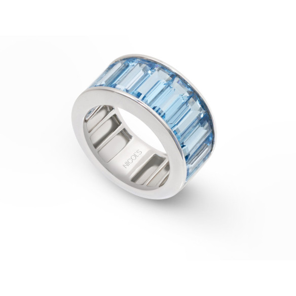 Anillo Topacio Azul Flúor - media alianza