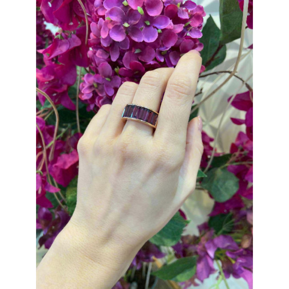 Anillo Rodolita Flúor - Anillos Oro Rosa