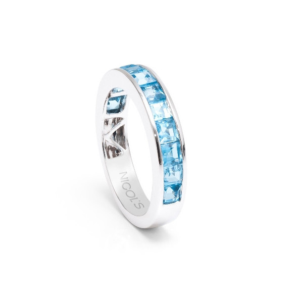 Anillo Topacio Azul Flúor Midi - media alianza