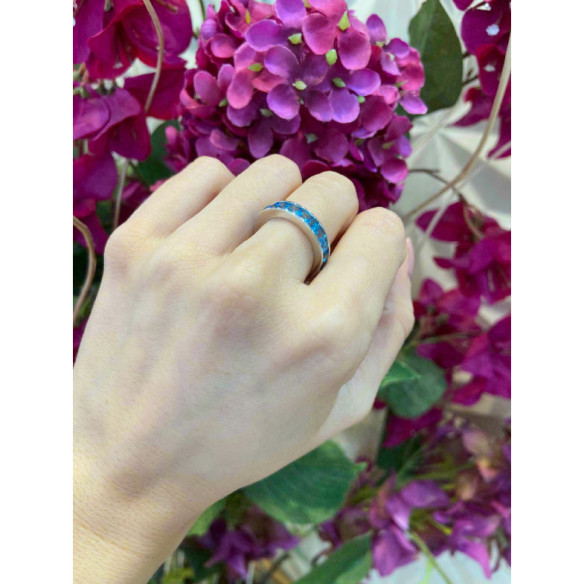 Anillo Topacio Azul Flúor Midi - media alianza