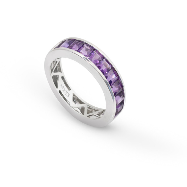 Anillo Amatistas Flúor Midi - media alianza