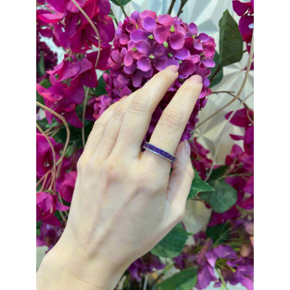 Anillo Amatistas Flúor Midi - media alianza