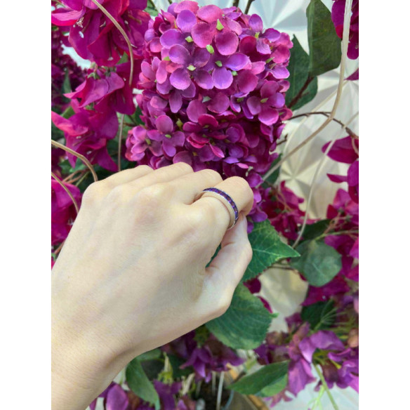 Anillo Amatistas Flúor Midi - media alianza
