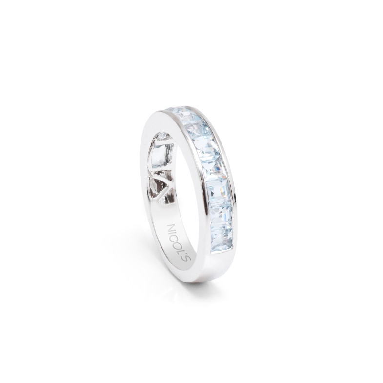 Anello Midi Acquamarina Blu Fluo - mezza alleanza