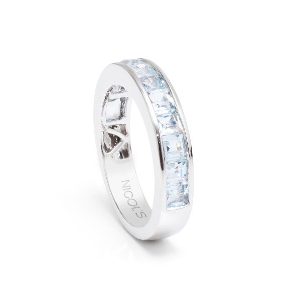 Anello Midi Acquamarina Blu Fluo - mezza alleanza
