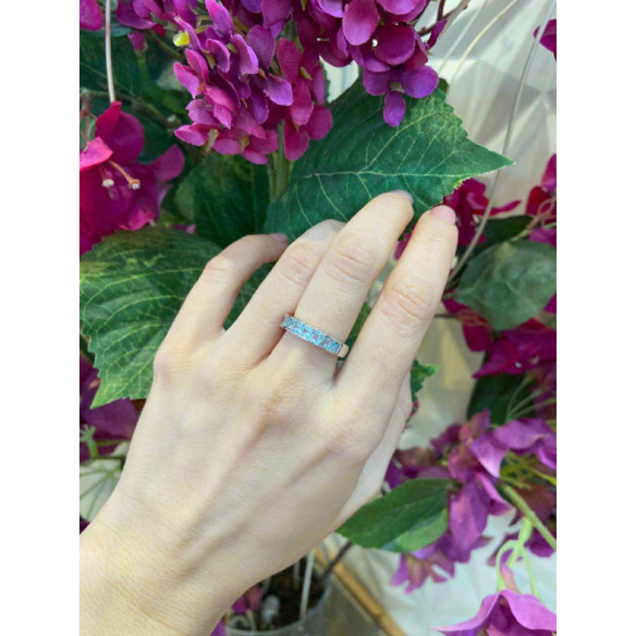 Anello Midi Acquamarina Blu Fluo - mezza alleanza
