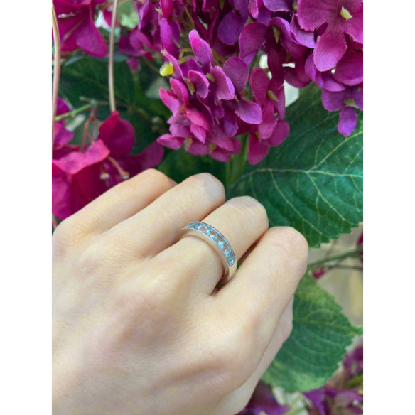 Anello Midi Acquamarina Blu Fluo - mezza alleanza