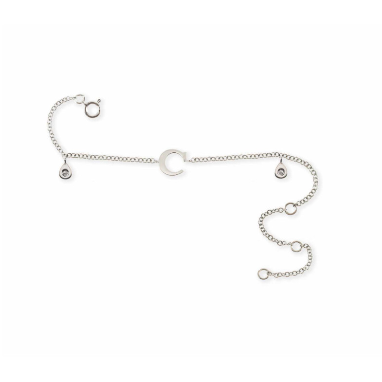 Pulseira Inicial Letra C Mini Detalhes - Pulseiras de diamante