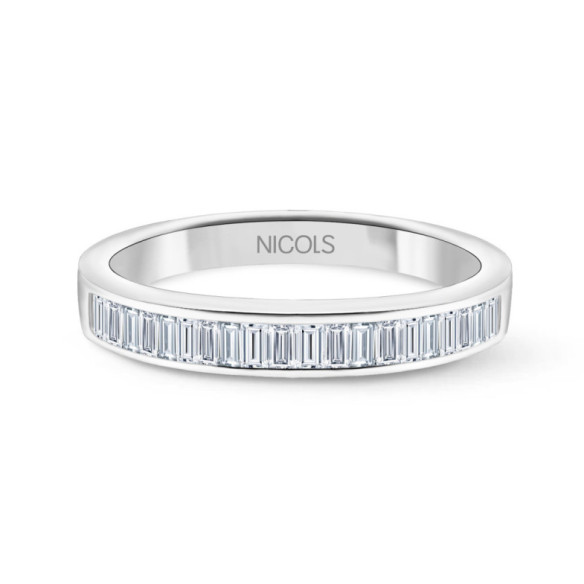 Anillo Alianza Abelia 0.30 Oro Blanco - Alianzas de Baguette