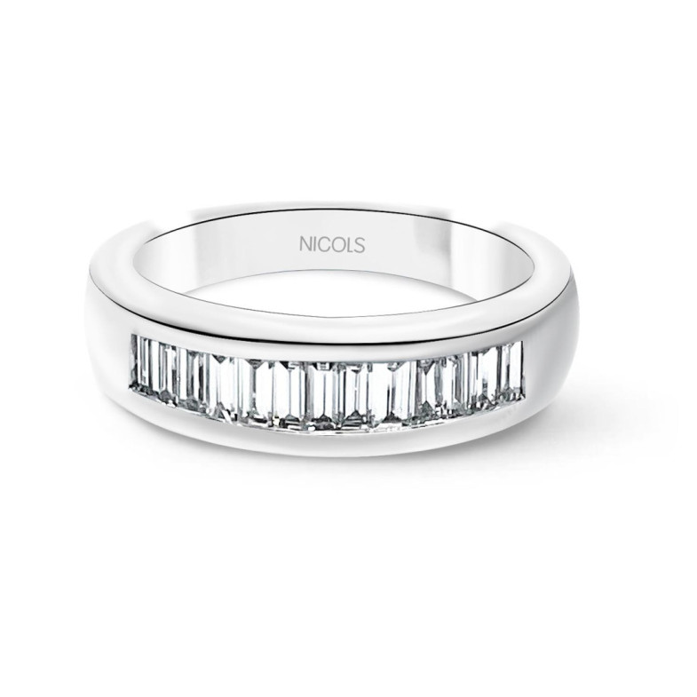 Alliance Ring ABELIA 0.70 White Gold - Carving baguette