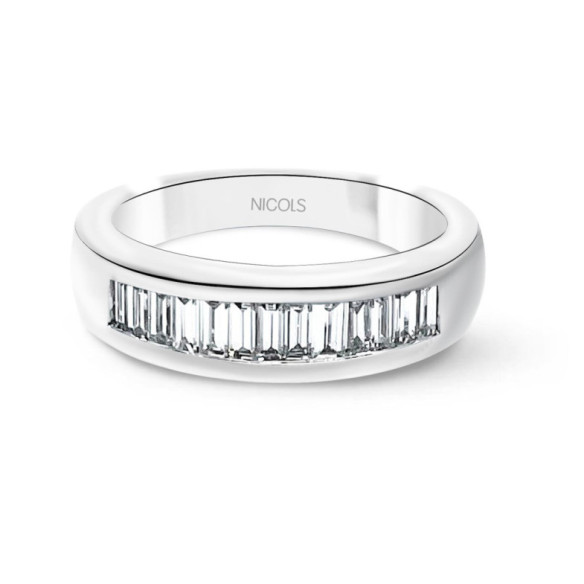 Anillo Alianza Abelia 0.70 Oro Blanco - Sculpture baguette