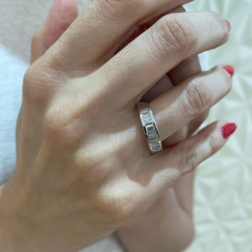 Anillo Alianza Abelia 0.70 Oro Blanco - Talla Baguette 2