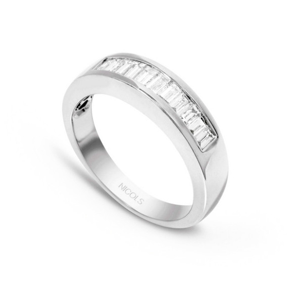Alliance Ring ABELIA 0.70 White Gold - Carving baguette