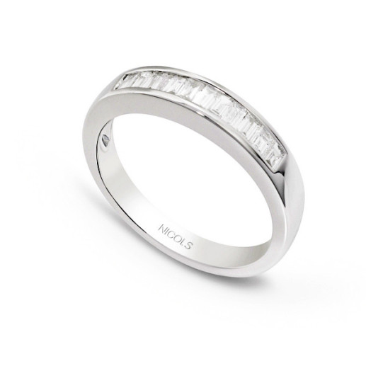 Anillo Alianza Abelia 0.60 Oro Blanco - Talla Baguette