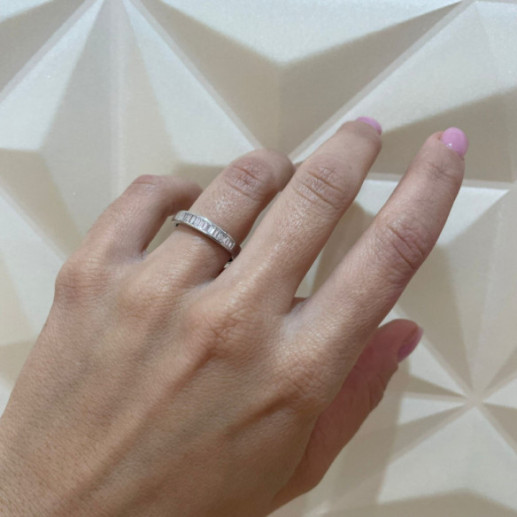 Anillo Alianza Abelia 0.60 Oro Blanco - Talla Baguette 2