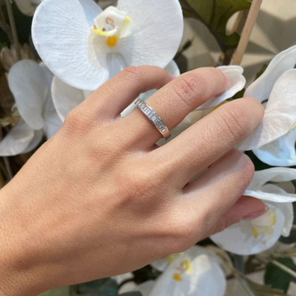 Anillo Alianza Abelia 0.60 Oro Blanco - Sculpture baguette