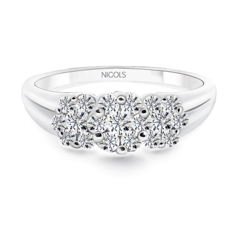 Anillo Diamantes Camelia 0.64 - rosetón