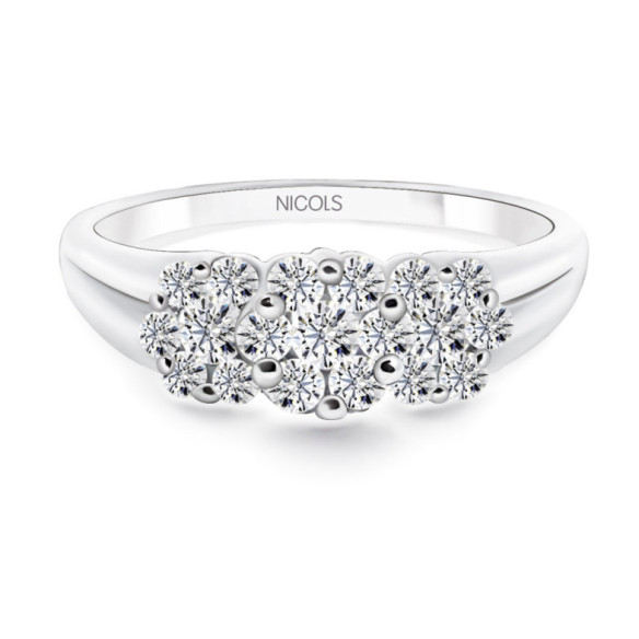 Anillo Diamantes Camelia 0.64 - rosetón