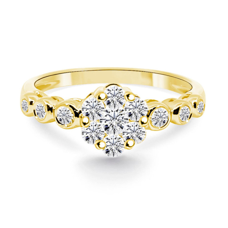 Diamantring Camelia 0.58 Gelbgold - Verlobungsringe Rosette