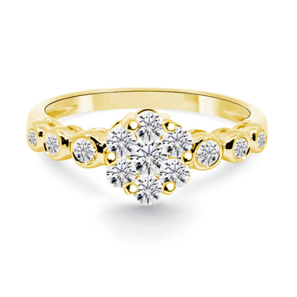 Anillo Diamantes Camelia 0.58 Oro Amarillo - Rosette de bagues de fiançailles