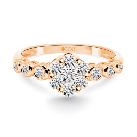 Anillo Diamantes CAMELIA 0.58 Oro Rosa - Engagement rings Rosette