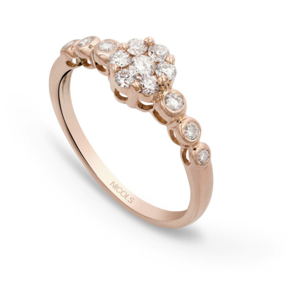 Anillo Diamantes CAMELIA 0.58 Oro Rosa - Engagement rings Rosette