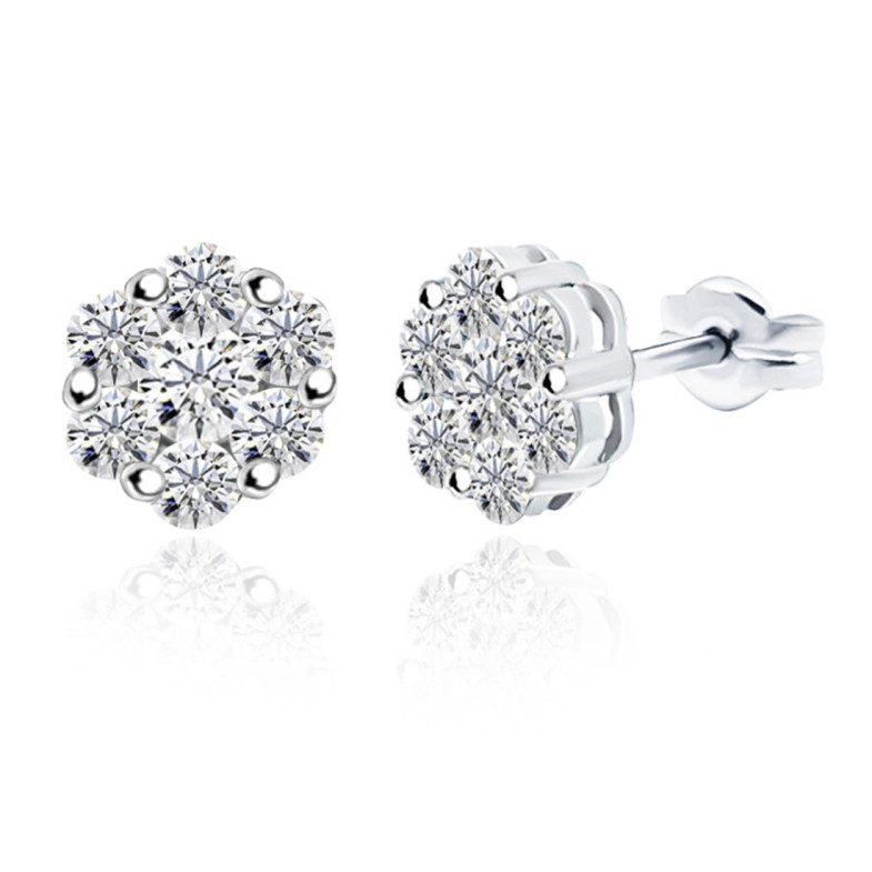 Camellia Diamond Earrings 0.80 White Gold - sleepy